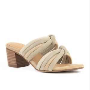 CREVO Women Beige Suede Rubie Block Heel Slide Sandals
